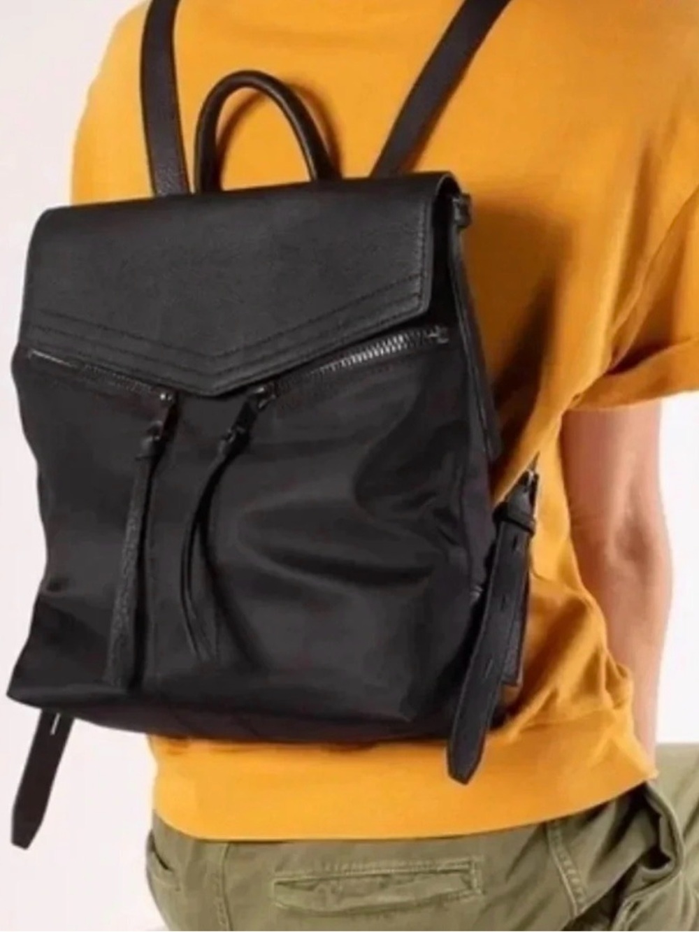 Botkier Mini Trigger Backpack Black Nylon Leather Trim NWT